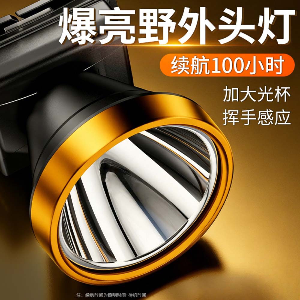 头灯2026新款强光超亮头戴式野外续航100小时超长续航感应夜钓灯